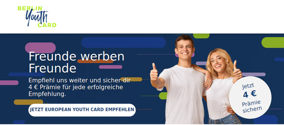 Opening view of the referral page for Berlin Youth Card