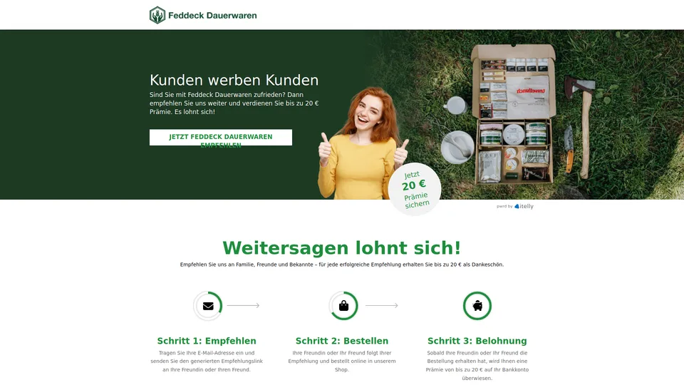 Opening view of the referral page for Feddeck Dauerwaren