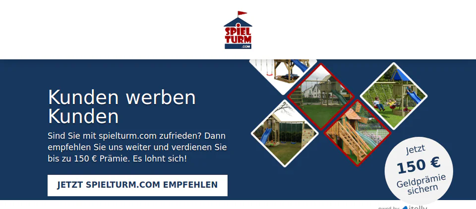 Opening view of the referral page for spielturm.com